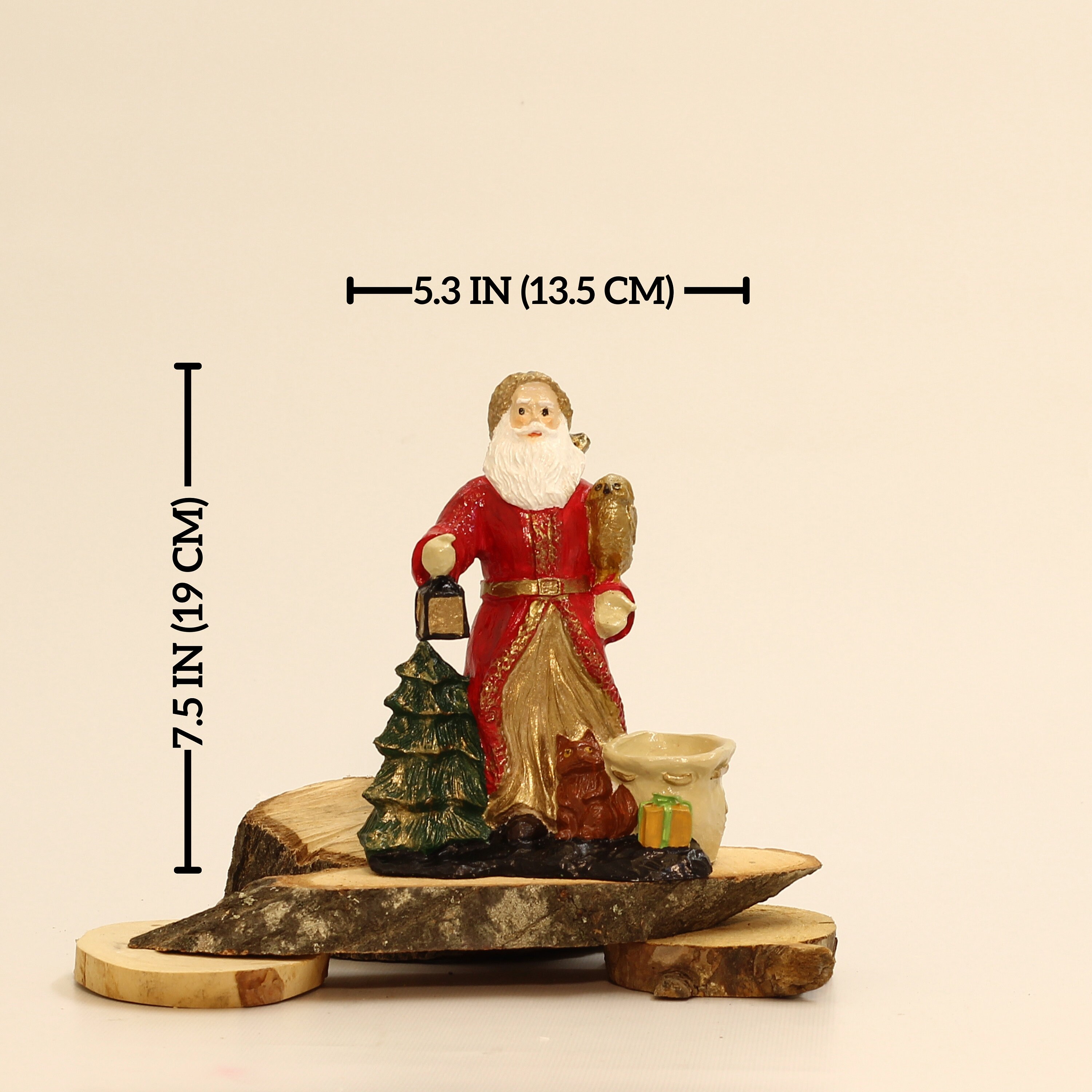 Statuetta Natalizia Roman 48cm: Babbo Natale Con Cervo E Gufo – Multicolore In Resina