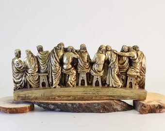 レオナルド ダ ヴィンチ作「最後の晩餐」の彫像 - 金の美術品 - 室内
