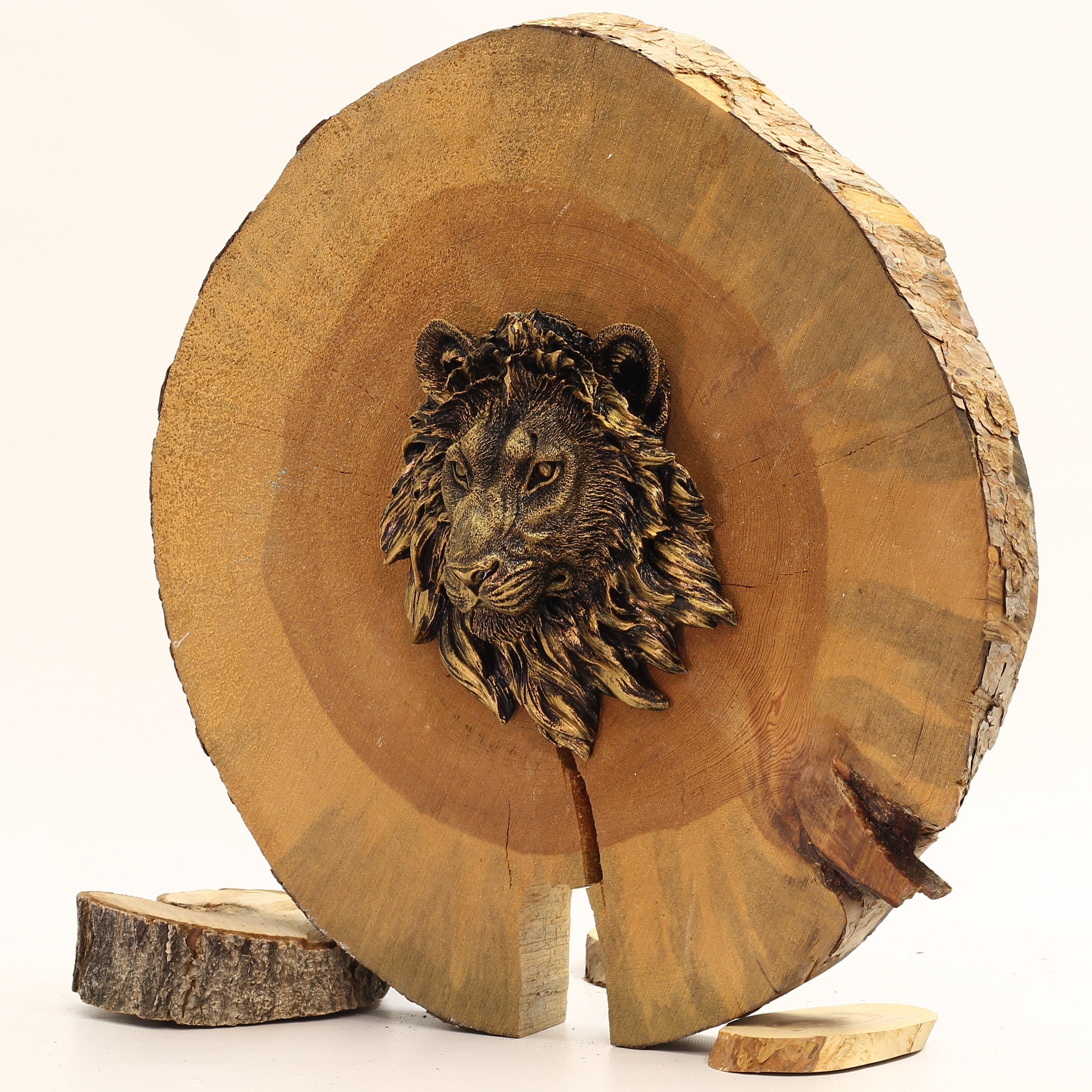 Set Di 5 Teste Di Animali In Resina Dorata Vintage Per Decorazione Parete