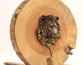 金のライオンヘッドの壁飾り：古代スタイルの動物彫刻 - Etsy 日本