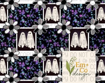 Polariod ghost. Halloween Fall Seamless Pattern- seamless file-
