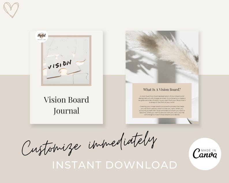 Vision Board Journal: Customizable Canva Templates for Goal Setting ...