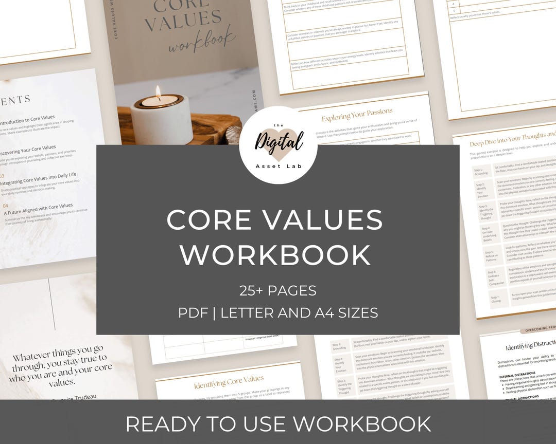 Core Values Workbook for Personal Growth and Coaching - Etsy