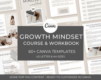 Growth Mindset Course & Workbook: Editable Canva Templates