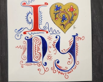 I love NY medieval inspired vinyl sticker 3"x3"