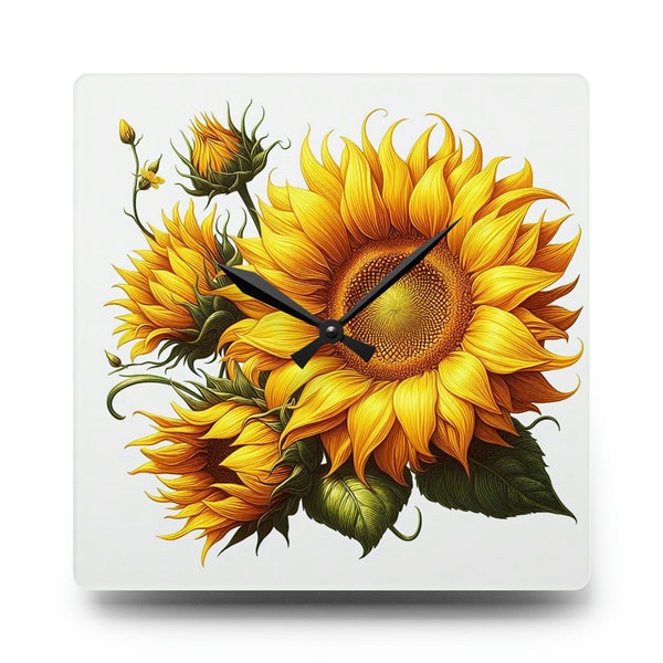 Horloge murale en acrylique - Tournesol