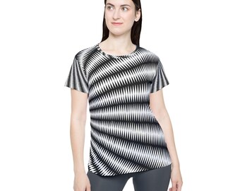 Women's Sports Jersey - Geographic Black and White Abstract Design