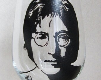 Hand Painted Wine Glass - JOHN LENON