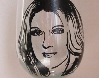 Hand Painted Wine Glass - CELINE DION