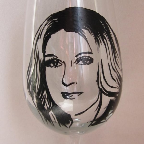 Hand Painted Wine Glass - CELINE DION