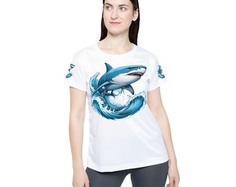 Women's Sports Jersey - Shark in Blue Waves