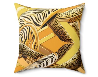 Spun Polyester Square Pillow - Modern Geometric Design