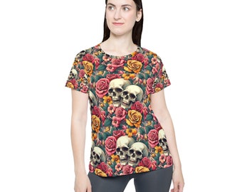 Maillot de sport pour femme - Têtes de mort et roses