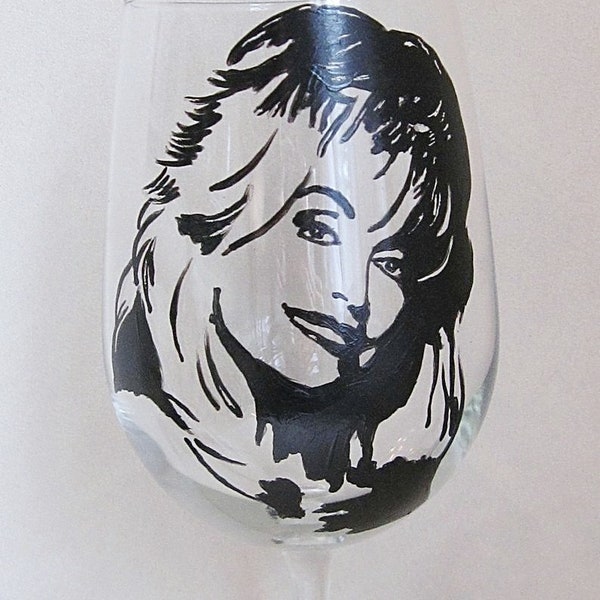 Hand Painted Wine Glass - DOLLY PARTON