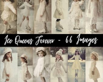 Ice Queens For Ever, 66 Images Old Vintage  photos, Ice skaters Vintage Jpeg Images Digital Art Retro Winter/Christmas Photographs , CU