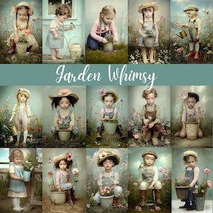 Garten Laune - Frühling Kinder Gartenarbeit Clipart - Fotorealistische digitale Bilder für Kinder, Gartenarbeit Illustrationen Blumen- und Naturkunstwerk