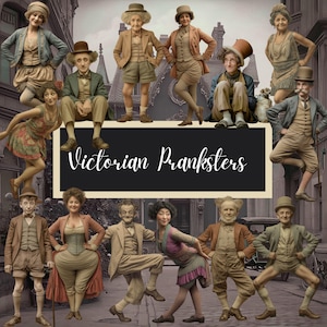 Victorian Pranksters - 48 Funny Vintage Characters ,Junk Journals, Scrapbooking, Collage Art, Mixed Media  Printable Crafts , Commercial Use