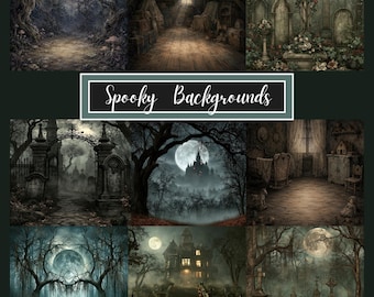 Halloween Horror Backgrounds, Spooky Gothic Clipart, Haunted Houses, Graveyards, Dark Forests, Cemetery Digital Papers, 234 JPG Bundle