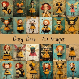 Busy Bee, 66 immagini surreali stampabili, ragazza con la faccia da ape, persone divertenti a tema ape, lavoretti di carta, album di ritagli di giornale spazzatura di alta qualità CU