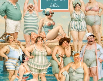 Printable Paper Dolls ,Vintage Beach Clipart Bundle, 88 Whimsical  Characters & 39 Backgrounds, Seaside Coastal PNGs – The Saltwater Follies