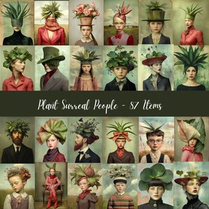 Plant Surreal People - 87 Whimsical Images, Surreal  Printable Papers, Junk Journal Ephemera, Digital Journal Craft Supplies  ,CU