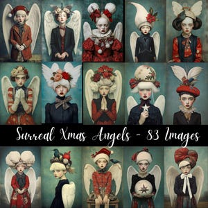 Surreal Xmas Angels , 83 Jpegs, Christmas Angel clipart,Commercial Use, Digital Download, Junk Journal, Card Making, Ladies Wings  CU