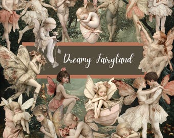 Dream Fairyland  91 Whimsical Fairies Digital Junk Journal Fairyland Kit Faerie Diary Clipart  Dreamy Ephemera Scrapbook Paper Dolls , CU