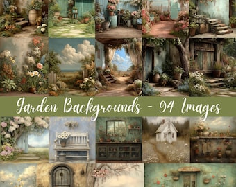 Vintage Garden Digital Paper: Cottagecore Floral Scrapbook Backgrounds (94 JPGs, Commercial Use)