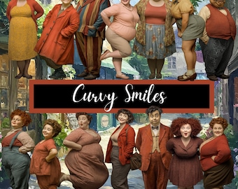 Curvy People PNG Clipart: Whimsical Junk Journaling Graphics (Digital Download)
