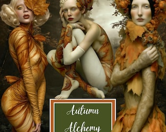 105 Vintage Fantasy Characters PNG & Backgrounds, Autumn Clipart, Fall Ephemera, Junk Journal Kit, Scrapbook Supplies