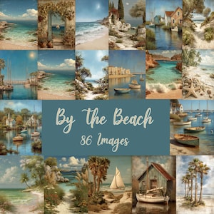 Bord de mer - 86 fonds des cliparts | Toiles de fond numériques côtières, scènes d'océan et de plage, éléments de design nautique pour travaux manuels de scrapbooking, CU