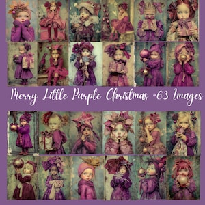 A little Merry Purple Christmas ,63 Christmas Images, Xmas Junk Journal, Printable, Winter Junk Journa, Digital Journal,Christmas Diary  CU