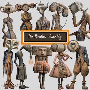 Surreal Victorian Characters, Steampunk Whimsical  Figures Clipart, Junk Journal Ephemera, Printable Collage Set – The Peculiar Assembly