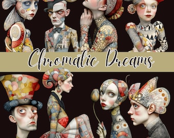 Chromatic Dreams - 75 Surreal and Whimsical png, Junk Journals, Digital Art, Scrapbooking, Peculiar People Kit, Card Making , Commercial use