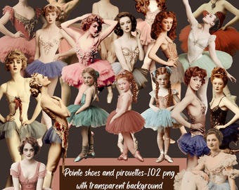 Ballerina Clip Art: Vintage Dance PNG Images (102 Pcs) CU