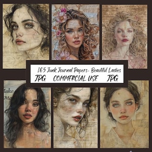 Junk journal Papers-Beautiful Ladies ,165 Pages Vintage Letter, Romantic Ephemera,  Handwritten Antique Letter, Lettering, Scrapbooking  CU