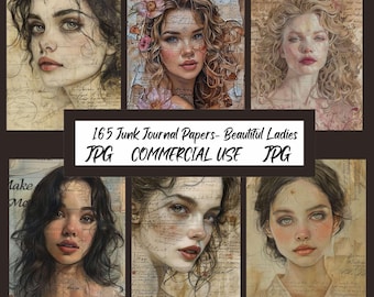 Vintage Ladies Junk Journal Papers: Romantic Ephemera (165 Pages) (Digital Download)