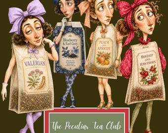 Whimsical Paper Dolls, PNG ,  59 Printable Tea Bag Ladies, Vintage Ephemera, Junk Journal, Scrapbooking