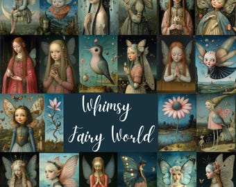 Fairy Tale Junk Journal Kit: Whimsical Fairies Collage (Digital Download) - Whimsy Fairy World