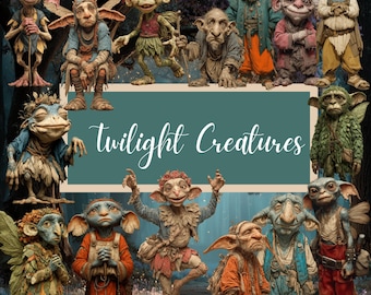 Dark Fantasy Clipart: Twilight Creatures, Goblins, Orcs (125 PNGs) Digital Download