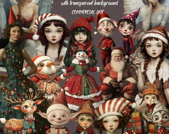 Whimsical Christmas PNG Kit: 88 Festive Images for Junk Journals (Digital Download)