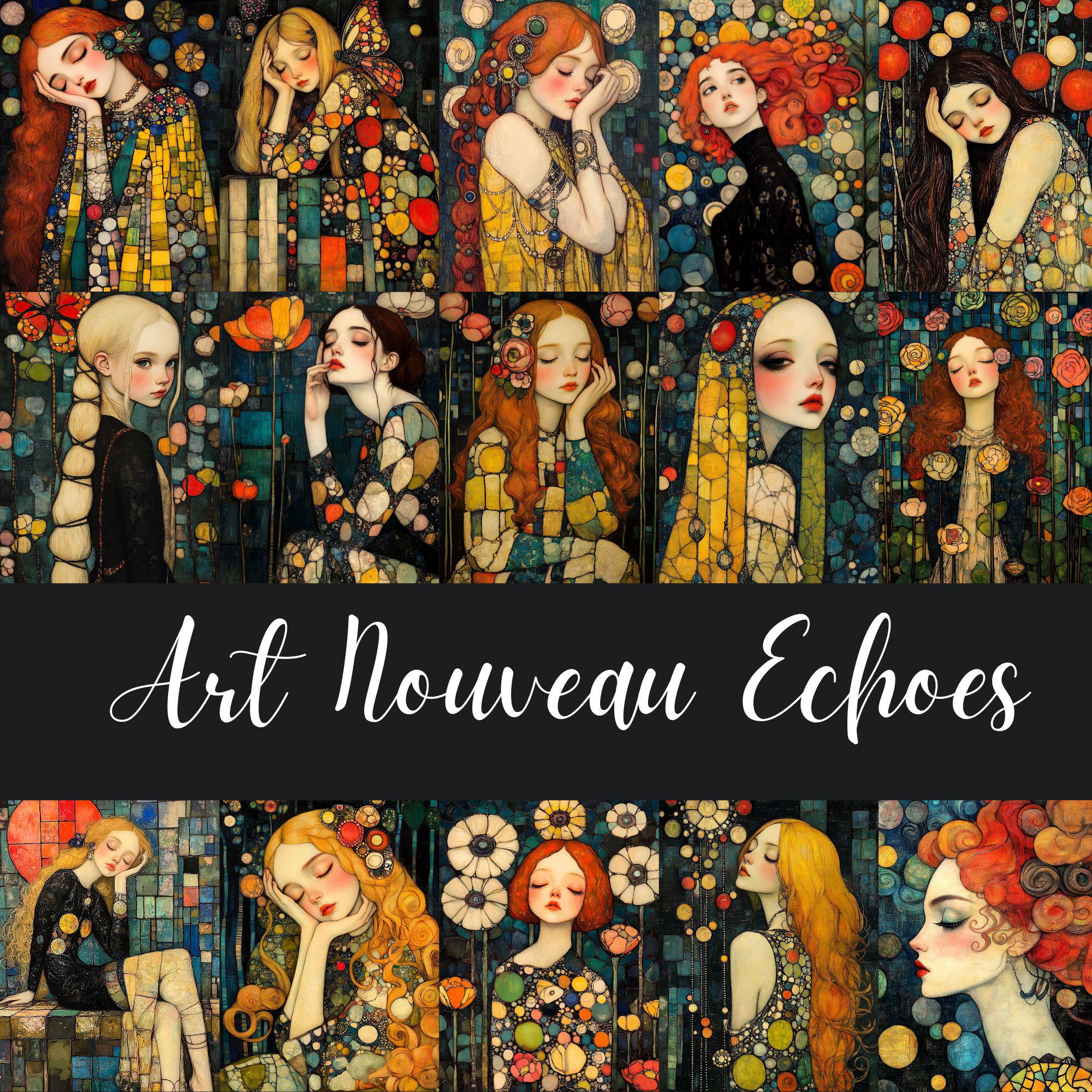 Art Nouveau Echoes - 58 Images ,Whimsical Art Nouveau, Art Nouveau Women in Klimt & Vitro Style, Digital Art Junk Journals, Scrapbooking ,CU