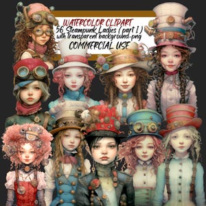 Steampunk Ladies (Part 1) 59 pngs Vintage Steampunk Paper Kit, Junk Journal Bundle,  Illustrations Vintage, Scrapbook Collage Kit  CU