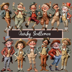 Eigenzinnige heren clipart, grappige pngs vintage illustraties, retro mannen graphics, scrapbooking, kaarten maken, uitnodigingen en knutselprojecten