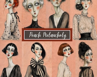 56 Whimsical Women Portraits, Vintage Female Clipart, Victorian Ladies, Printable PNG Art, Digital Scrapbooking