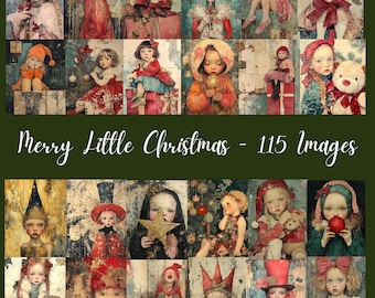 Christmas Encaustic Style Art Images: 115 Festive Digital Downloads