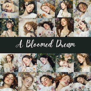 Un rêve fleuri, plus de 70 images de femmes fantaisistes printanières, cliparts techniques mixtes, journal indésirable, téléchargement numérique, scrapbooking, CU