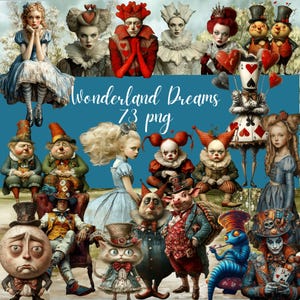 Wonderland Dreams, 73 pngs, Junk Journal Kit, Digital Printable Paper Dolls, wunderliche Ephemera, Scrapbooking, Mixed Media Kartenherstellung Cu