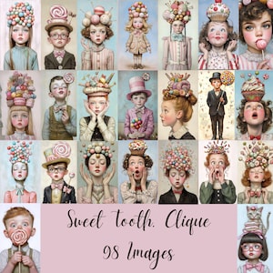 Sweet Tooth Clique 98 Imagens de Pessoas Doces, Clipart de Festa de Aniversário, Download Digital de Cupcake, bastão de doces, pirulito, Sobremesas de Doces