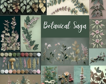 Vintage Botanical Ephemera: Floral Clipart for Junk Journals (111 JPGs Digital Download